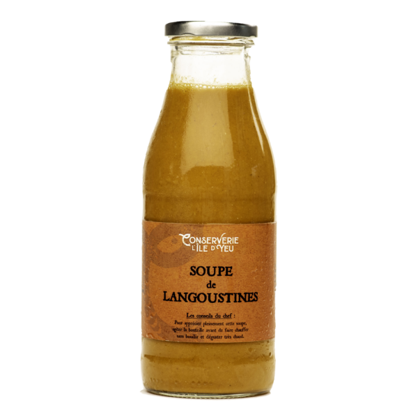Image descriptive de la soupe de langoustines (15%) de l'Ile d'Yeu en bouteille.
