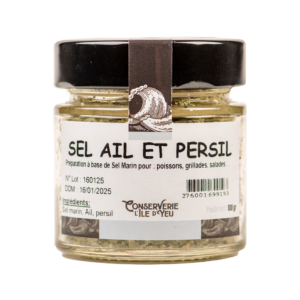 Image montrant le sel ail et persil dans un pot de 100g