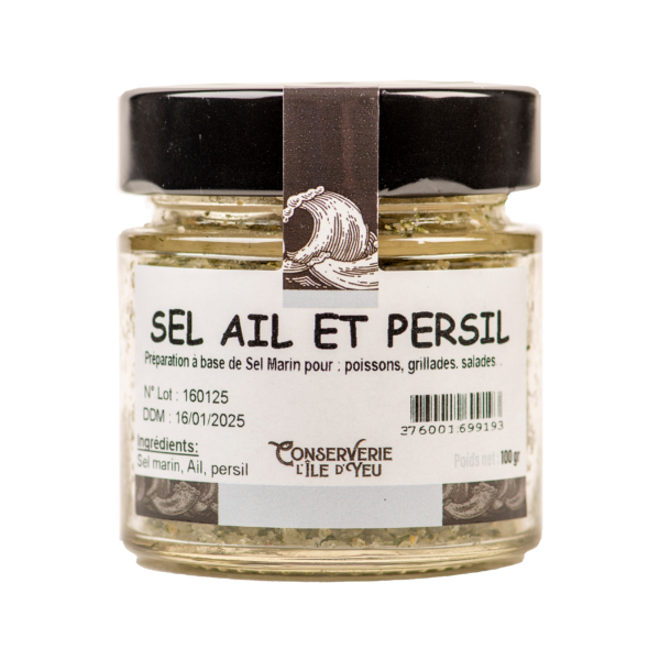 Image montrant le sel ail et persil dans un pot de 100g